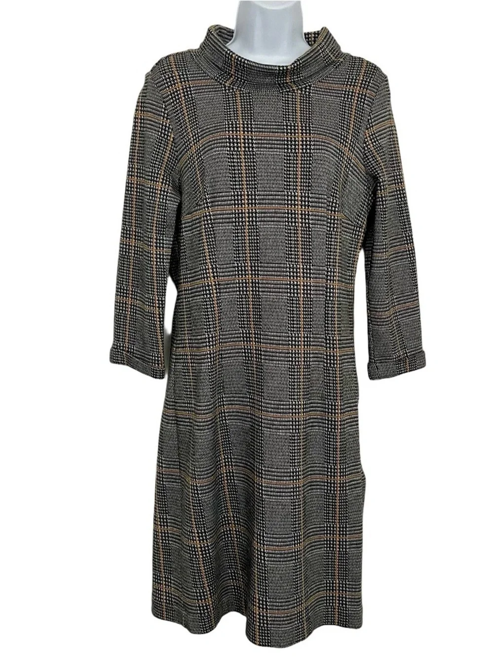 Tom Tailor Classic Houndstooth 1/2 Sleeve Funnel Neck Mini Dress EU 40/ US 8 - Picture 2 of 16